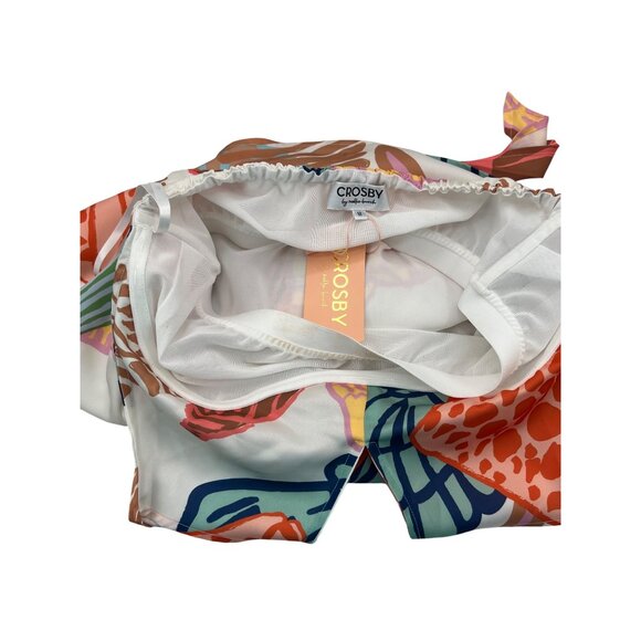 Crosby By Mollie Burch Multicolor Satin Halter Blouse Sea-Inspired Print sz Med - Picture 5 of 8